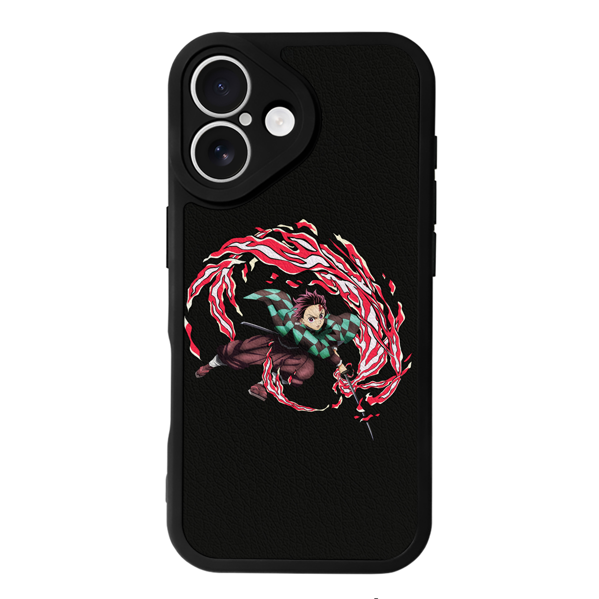 （画像用） 鬼滅の刃 竈門 炭治郎／かまど たんじろう Kamado Tanjirou 【iPhone 16シリーズ対応】シリコンスマホケース（レザー調） 材質：シリコン